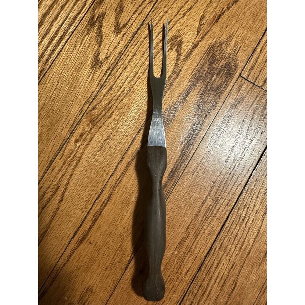 Cutco 1026 USA Turning Meat Fork 5" Blade Brown + Red/Orange Swirl Handle